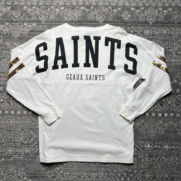 Pink By Victorias Secret New Orleans Saints Spirit Jersey Women's Small Sequins - Picture 2 of 7